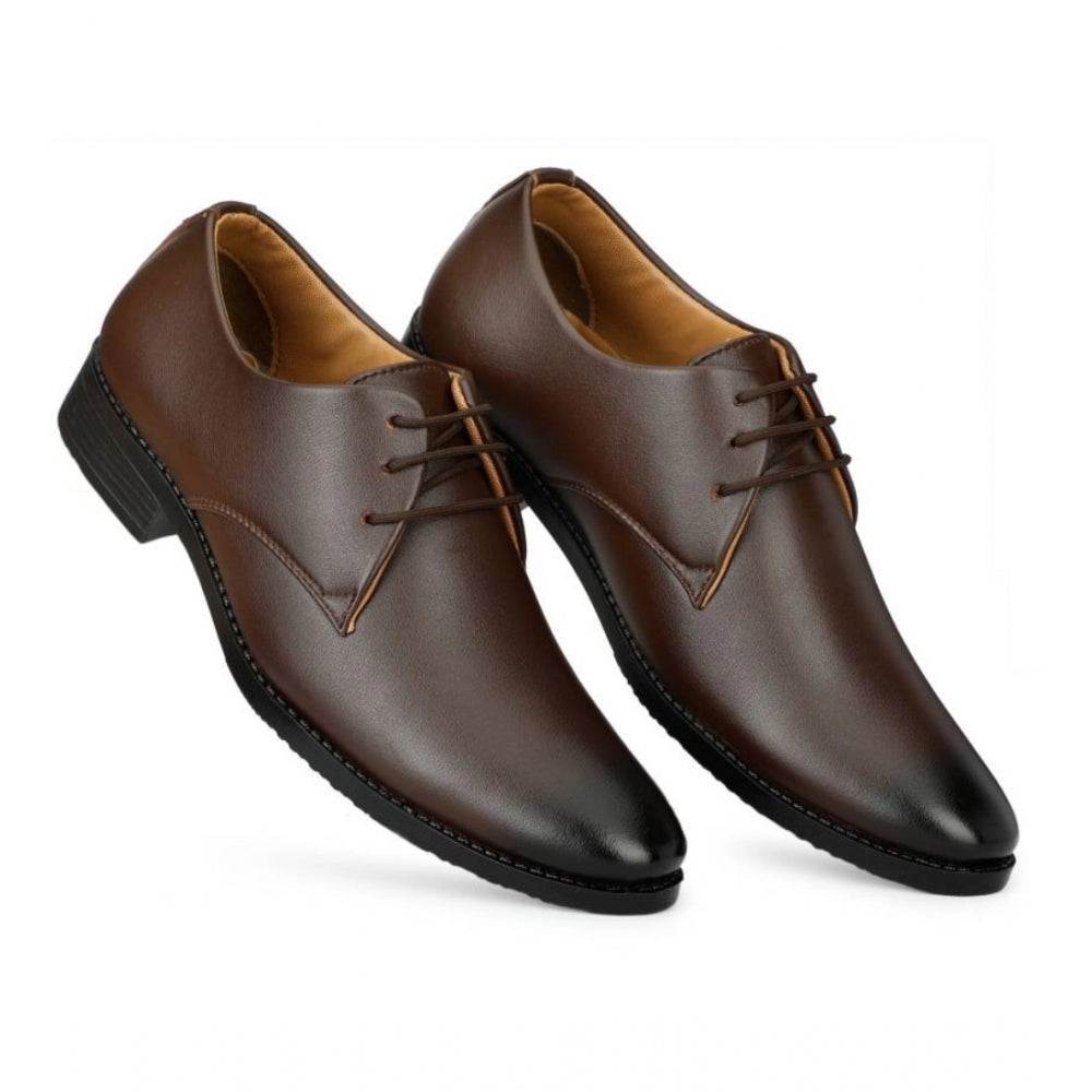 Generic Men's Faux Leather Formal Shoes (Brown) Main image