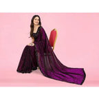 Generic Women's Lycra Floral Saree With Unstitched Blouse (Wine, 5.5 Mtr)