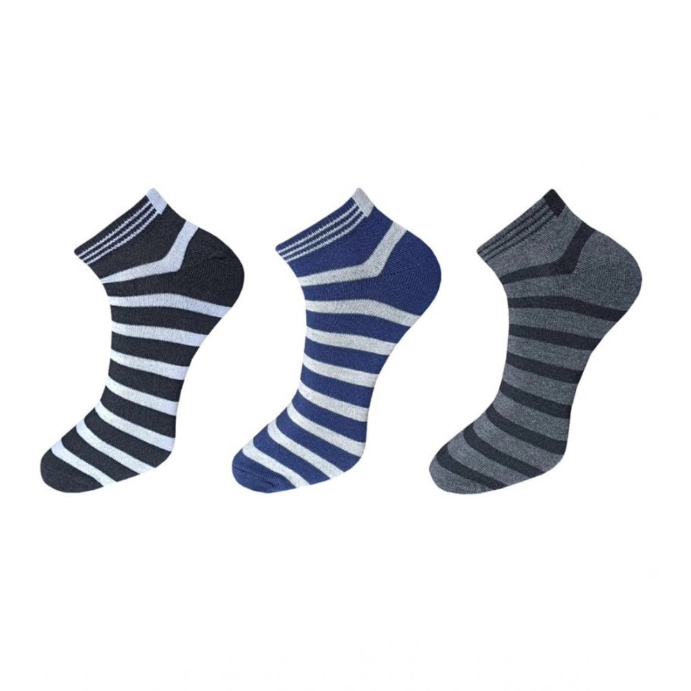 Generic 3_Pair Set Unisex Casual Cotton Solid Ankle Length Socks (Multicolor) Main image