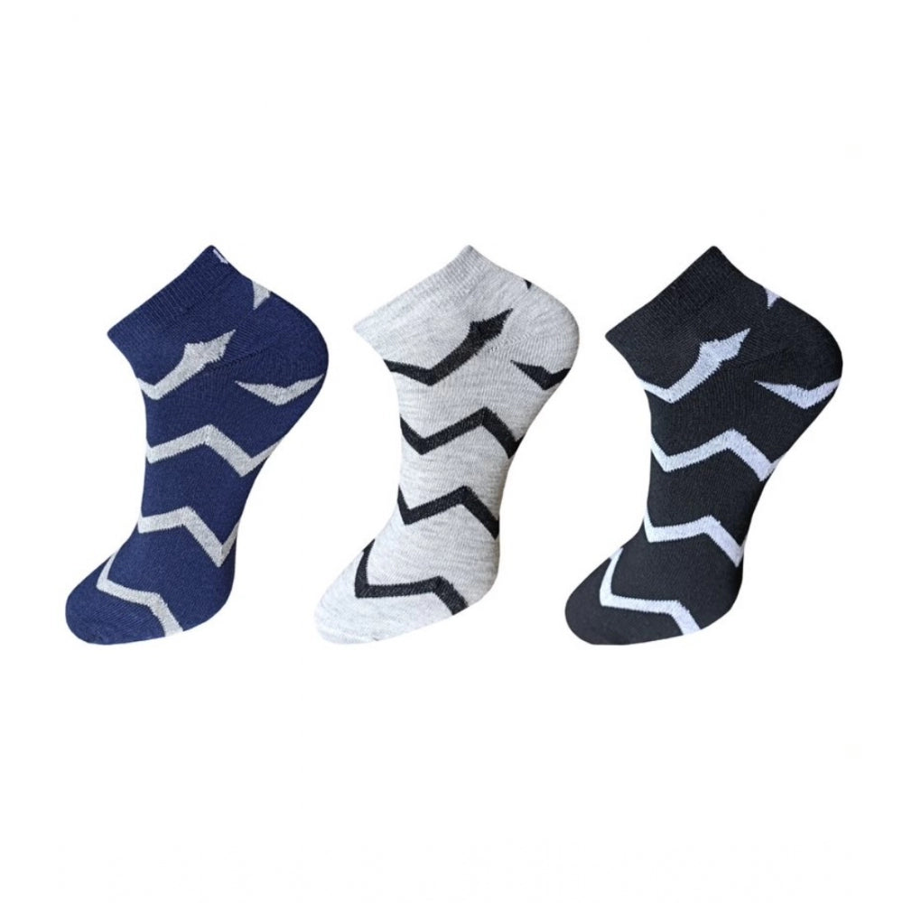 Generic 3_Pair Set Unisex Casual Cotton Printed Ankle Length Socks (Multicolor) Main image