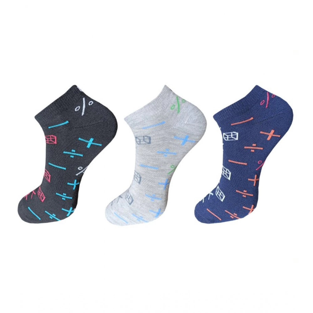 Generic 3_Pair Set Unisex Casual Cotton Printed Ankle Length Socks (Multicolor) Main image