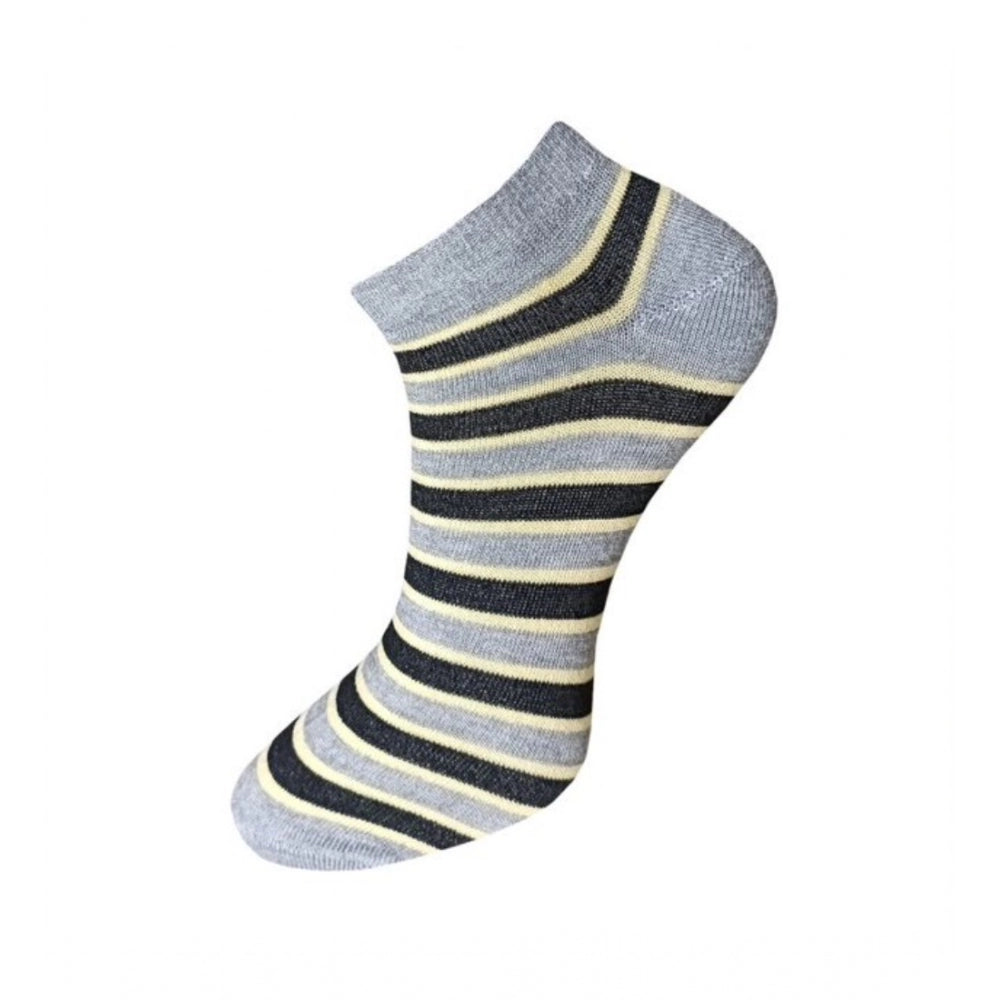 Generic 3_Pair Set Unisex Casual Cotton Striped Ankle Length Socks (Multicolor)