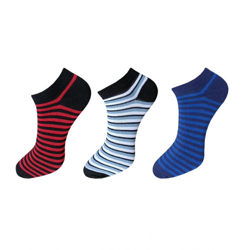 Generic 3_Pair Set Unisex Casual Cotton Striped Ankle Length Socks (Multicolor)