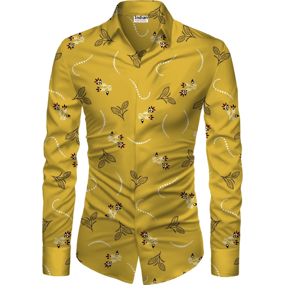 Generic Men's Casual Floral Printed Cotton Blend Unstitched Shirt Fabric 1.6 Mtrs (Mustered) Main image