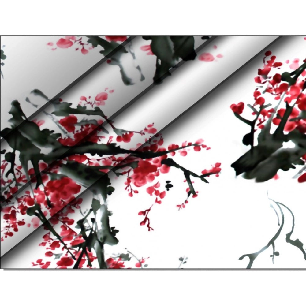 Generic Men's Casual Floral Printed Cotton Blend Unstitched Shirt Fabric 1.6 Mtrs (Red-White) Secondary image