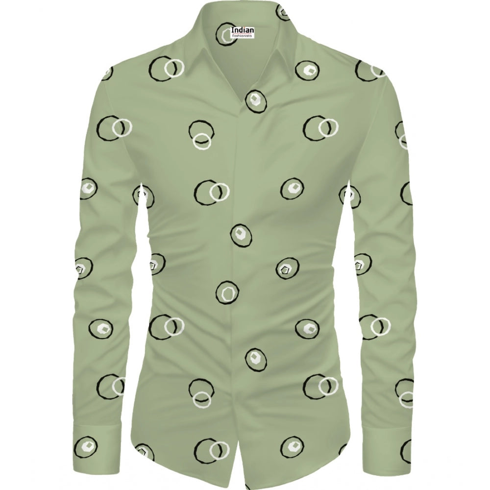 Generic Men's Casual Floral Printed Cotton Blend Unstitched Shirt Fabric 1.6 Mtrs (Green) Main image
