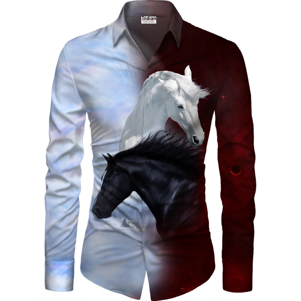 Generic Men's Casual Floral Printed Cotton Blend Unstitched Shirt Fabric 1.6 Mtrs (Multicolor) Main image