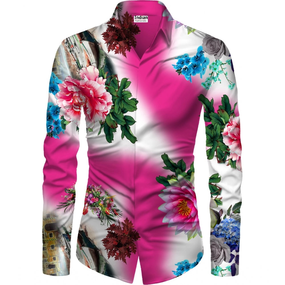 Generic Men's Casual Floral Printed Cotton Blend Unstitched Shirt Fabric 1.6 Mtrs (Multicolor) Main image