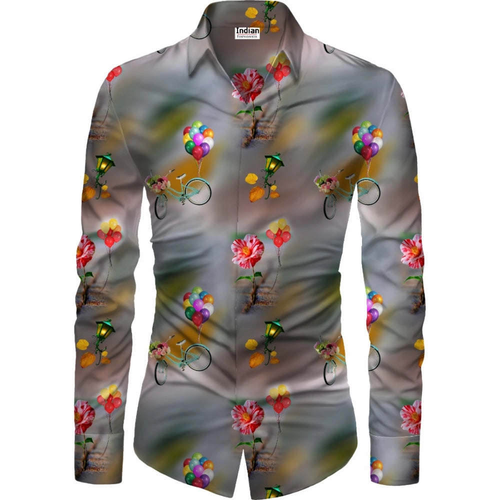 Generic Men's Casual Floral Printed Cotton Blend Unstitched Shirt Fabric 1.6 Mtrs (Multicolor) Main image