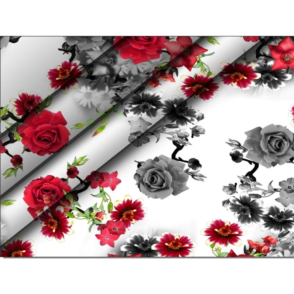 Generic Men's Casual Floral Printed Cotton Blend Unstitched Shirt Fabric 1.6 Mtrs (Red) Secondary image