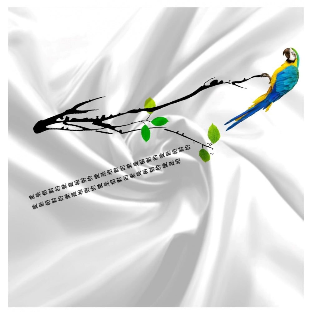 Generic Men's Casual Floral Printed Cotton Blend Unstitched Shirt Fabric 1.6 Mtrs (White) Main image