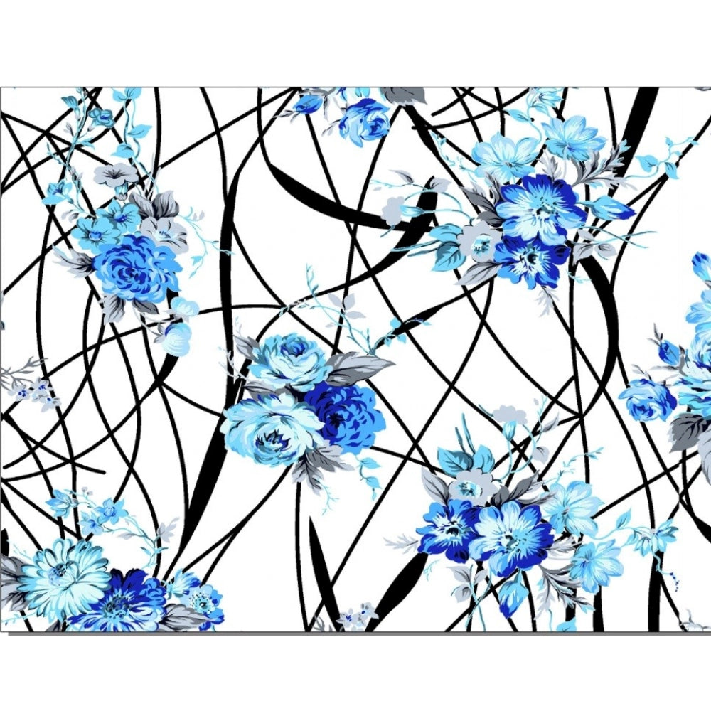 Generic Men's Casual Floral Printed Cotton Blend Unstitched Shirt Fabric 1.6 Mtrs (Blue) Secondary image