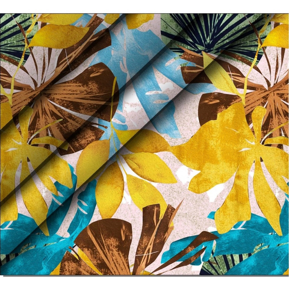 Generic Men's Casual Floral Printed Cotton Blend Unstitched Shirt Fabric 1.6 Mtrs (Yellow) Secondary image