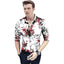 Generic Men's Casual Floral Printed Cotton Blend Unstitched Shirt Fabric 1.6 Mtrs (Red-White)