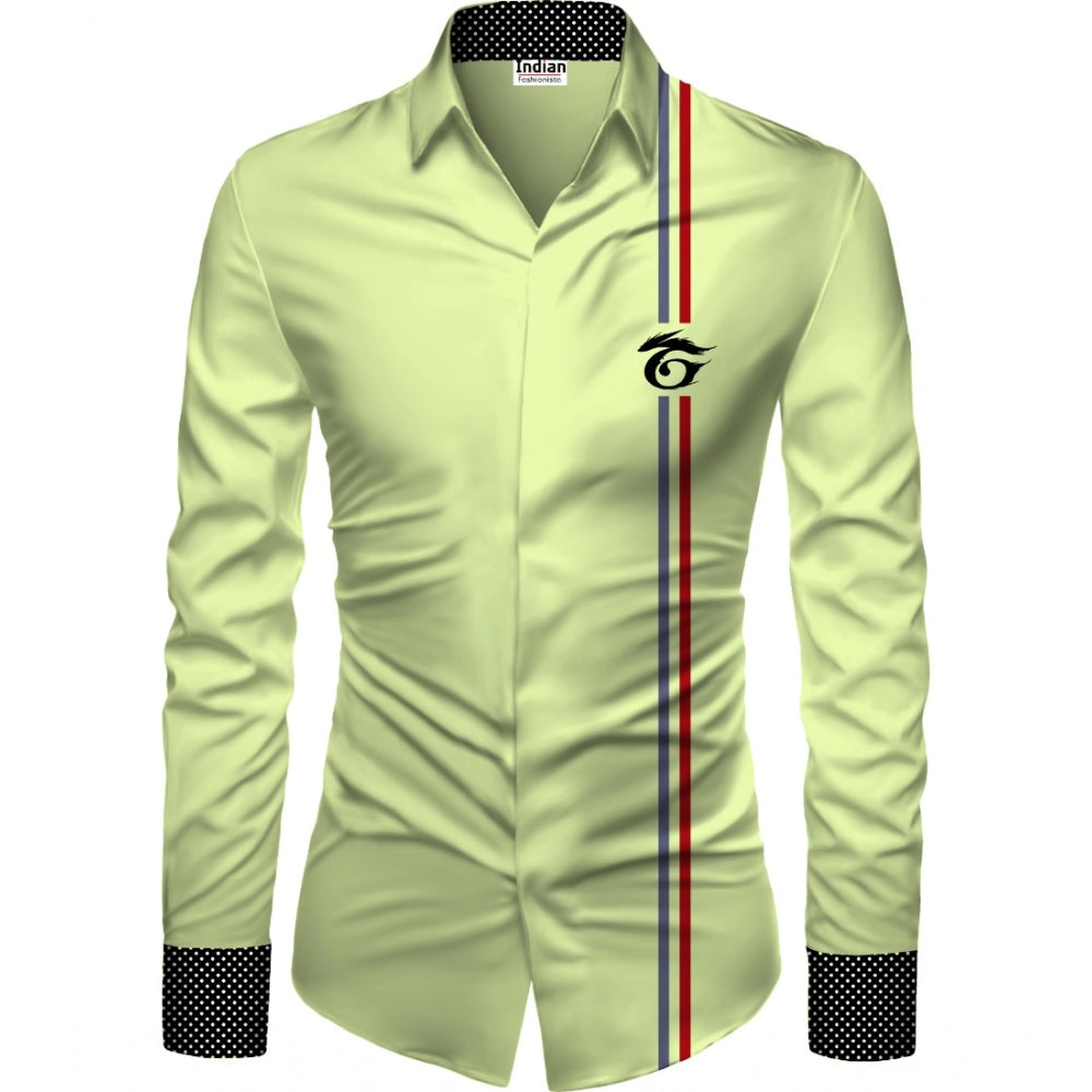 Generic Men's Casual Floral Printed Cotton Blend Unstitched Shirt Fabric 1.6 Mtrs (Green) Main image