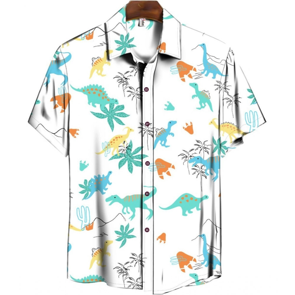 Generic Men's Casual Floral Printed Cotton Blend Unstitched Shirt Fabric 1.6 Mtrs (Sky Blue) Main image