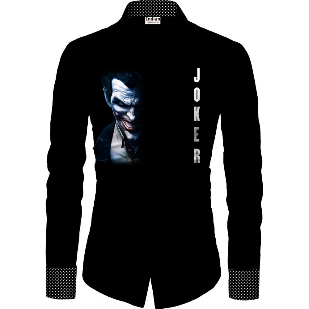 Generic Men's Casual Floral Printed Cotton Blend Unstitched Shirt Fabric 1.6 Mtrs (Black) Main image