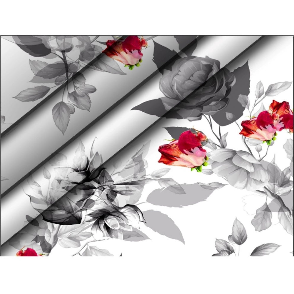 Generic Men's Casual Floral Printed Cotton Blend Unstitched Shirt Fabric 1.6 Mtrs (Red-White) Secondary image