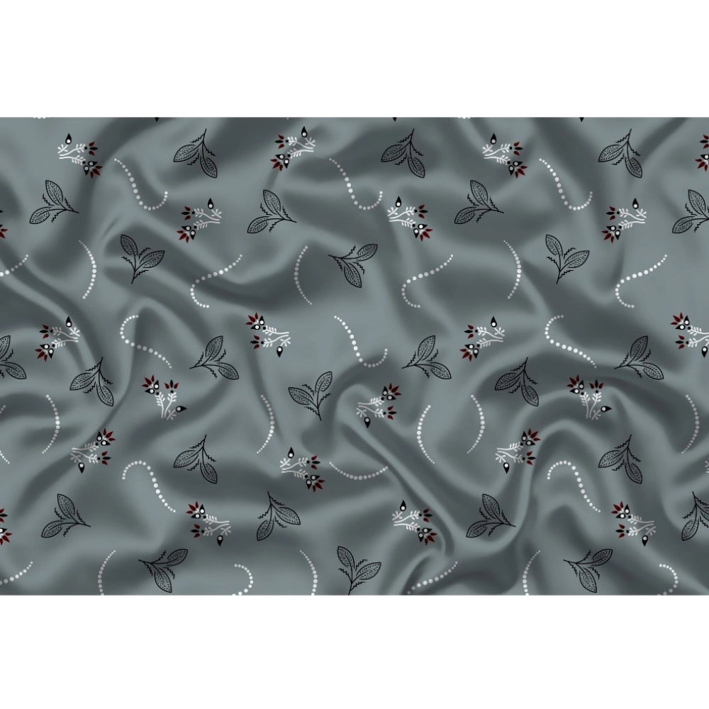 Generic Men's Casual Floral Printed Cotton Blend Unstitched Shirt Fabric 1.6 Mtrs (Grey) Secondary image