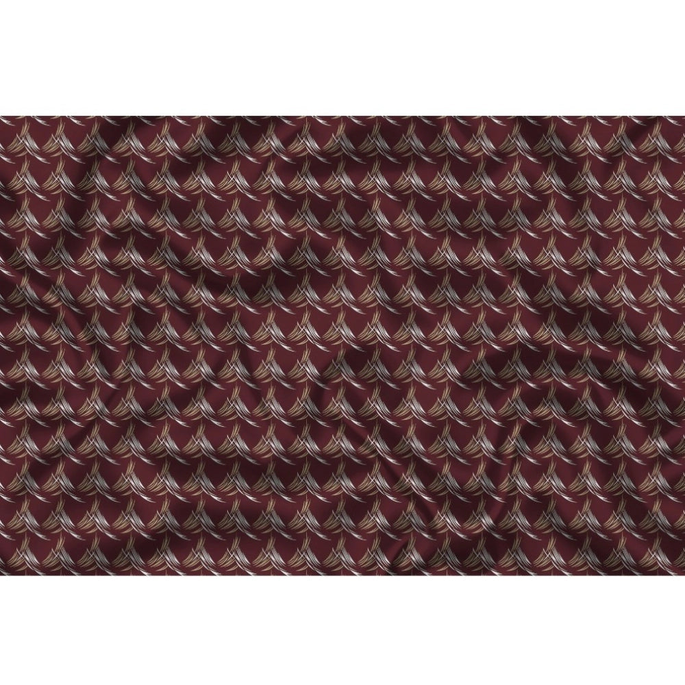 Generic Men's Casual Floral Printed Cotton Blend Unstitched Shirt Fabric 1.6 Mtrs (Maroon) Secondary image