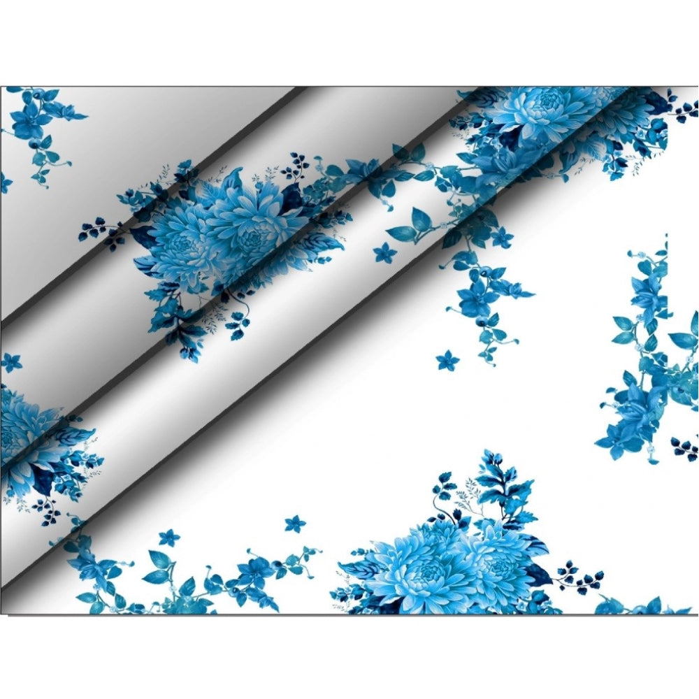 Generic Men's Casual Floral Printed Cotton Blend Unstitched Shirt Fabric 1.6 Mtrs (Sky Blue) Secondary image