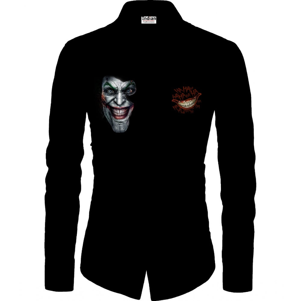 Generic Men's Casual Floral Printed Cotton Blend Unstitched Shirt Fabric 1.6 Mtrs (Black) Main image