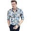 Generic Men's Casual Floral Printed Cotton Blend Unstitched Shirt Fabric 1.6 Mtrs (Blue)