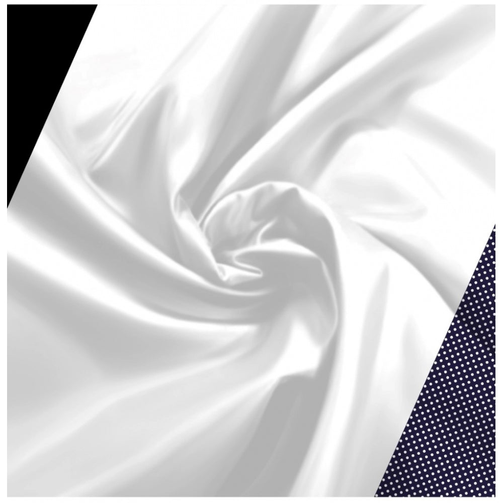 Generic Men's Casual Floral Printed Cotton Blend Unstitched Shirt Fabric 1.6 Mtrs (White-Black) Secondary image