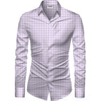 Generic Men's Casual Floral Printed Cotton Blend Unstitched Shirt Fabric 1.6 Mtrs (Purple)