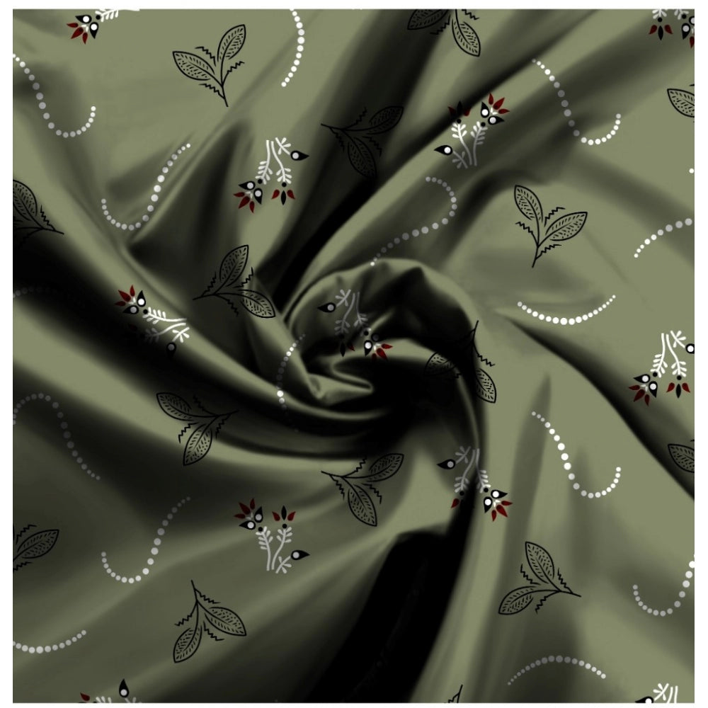 Generic Men's Casual Floral Printed Cotton Blend Unstitched Shirt Fabric 1.6 Mtrs (Green) Secondary image