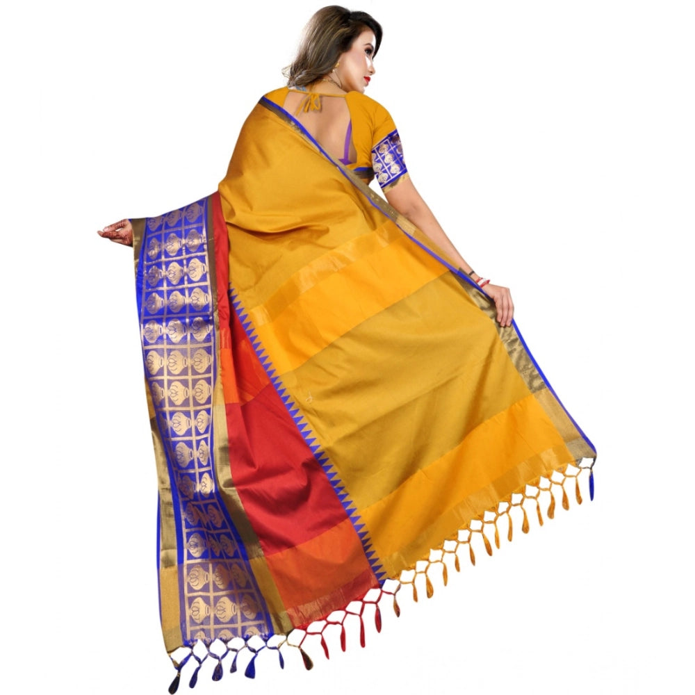 Generic Women's Jacquard Woven Saree With Unstitched Blouse 5.5Mtr (Mustard) Secondary image