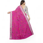 Generic Women's Cotton Silk Embroidered Saree With Unstitched Blouse 5.5Mtr (Pink)