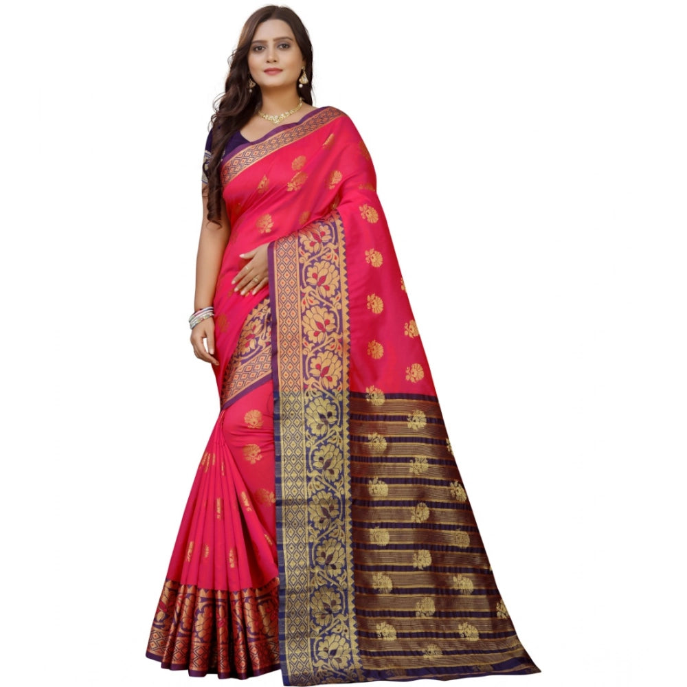 Generic Women's Silk Blend Woven Saree With Unstitched Blouse 5.5Mtr (Multicolor) Main image