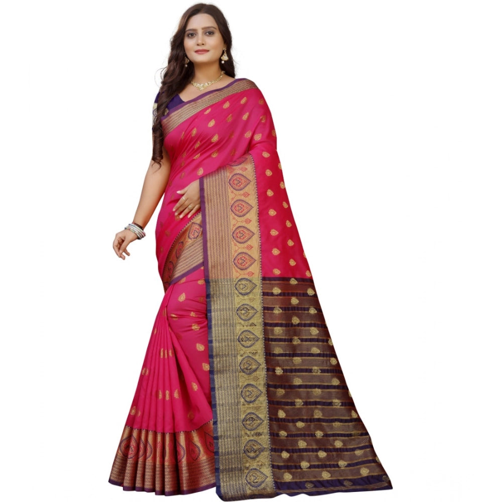 Generic Women's Silk Blend Woven Saree With Unstitched Blouse 5.5Mtr (Multicolor) Main image