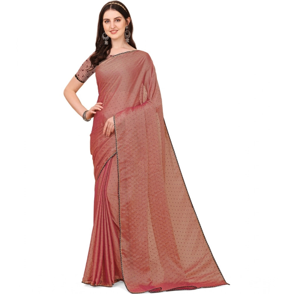 Generic Women's Silk Blend Embellished Saree With Unstitched Blouse 5.5Mtr (Maroon) Main image
