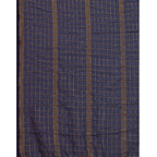 Generic Women's Silk Blend Checkered Saree With Unstitched Blouse 5.5Mtr (Blue)