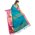 Generic Women's Jacquard Woven Saree With Unstitched Blouse 5.5Mtr (Dark Green)