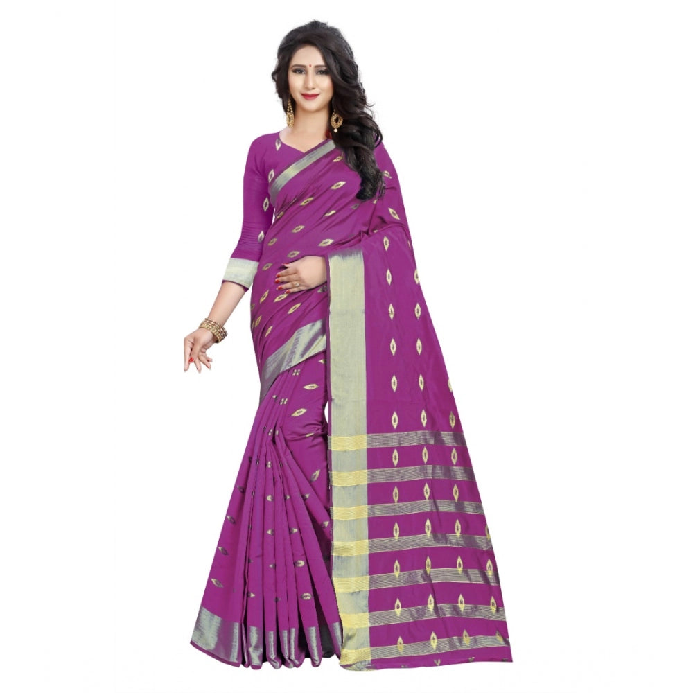 Generic Women's Silk Blend Woven Saree With Unstitched Blouse 5.5Mtr (Pink) Main image