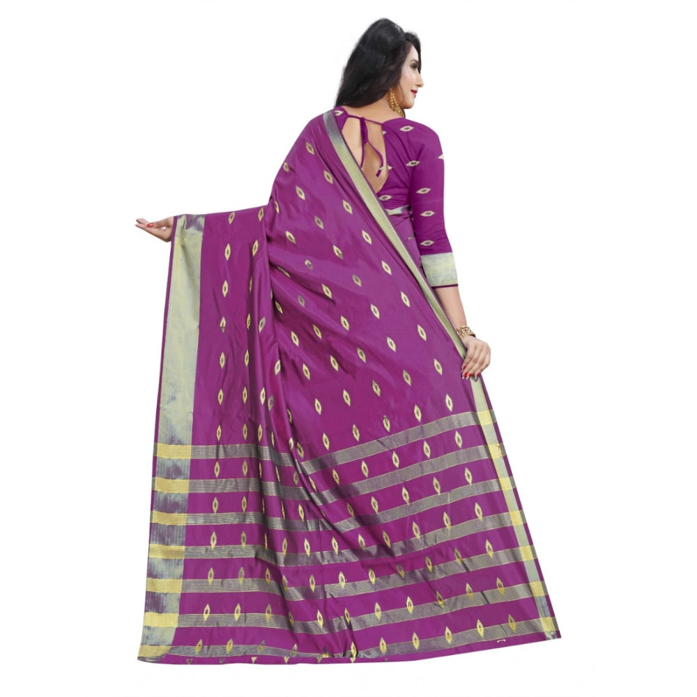 Generic Women's Silk Blend Woven Saree With Unstitched Blouse 5.5Mtr (Pink) Secondary image