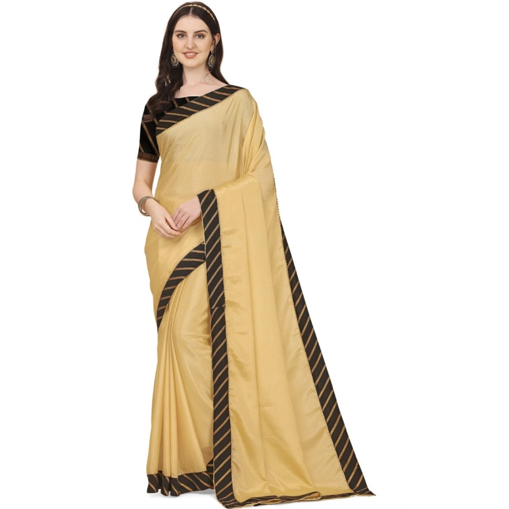 Generic Women's Chiffon Self Design Saree With Unstitched Blouse 5.5Mtr (Yellow) Main image