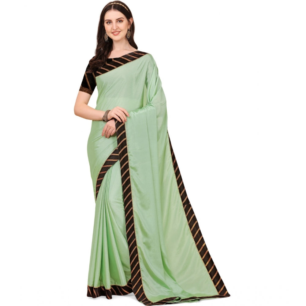 Generic Women's Chiffon Self Design Saree With Unstitched Blouse 5.5Mtr (Light Green) Main image