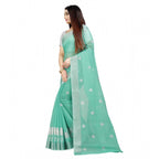 Generic Women's Cotton Silk Embroidered Saree With Unstitched Blouse 5.5Mtr (Light Green)