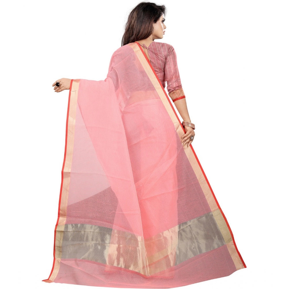 Generic Women's Cotton Silk Checkered Saree With Unstitched Blouse 5.5Mtr (Multicolor) Secondary image