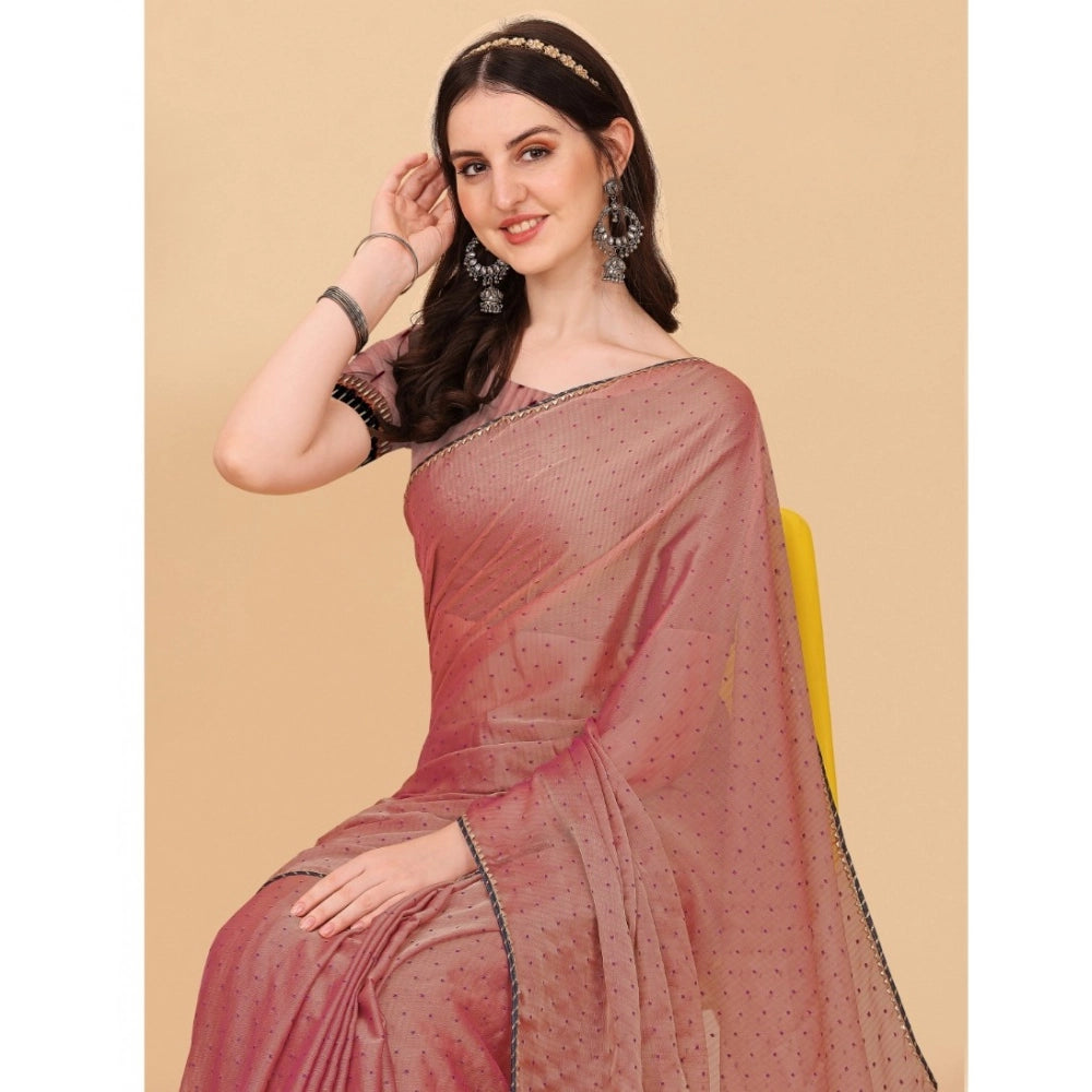 Generic Women's Silk Blend Embellished Saree With Unstitched Blouse 5.5Mtr (Maroon) Secondary image