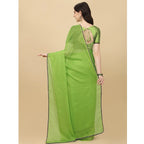 Generic Women's Silk Blend Embellished Saree With Unstitched Blouse 5.5Mtr (Green)