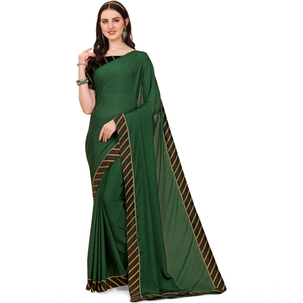 Generic Women's Chiffon Self Design Saree With Unstitched Blouse 5.5Mtr (Green) Main image