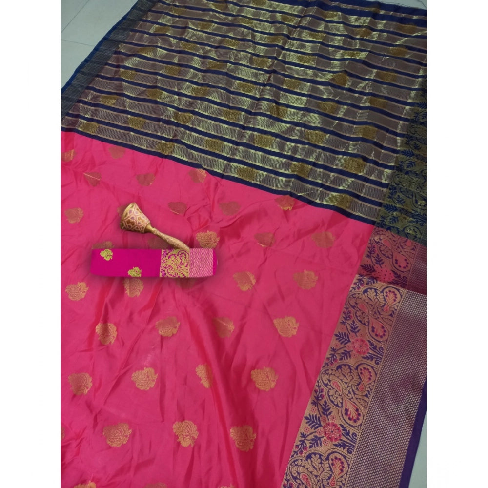 Generic Women's Silk Blend Woven Saree With Unstitched Blouse 5.5Mtr (Multicolor) Secondary image