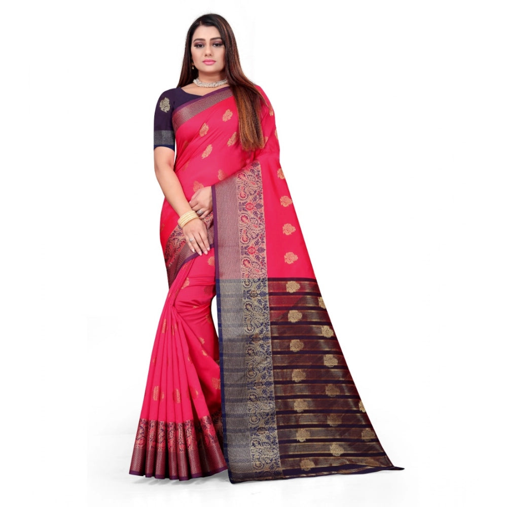 Generic Women's Silk Blend Woven Saree With Unstitched Blouse 5.5Mtr (Multicolor) Main image