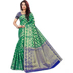 Generic Women's Jacquard Woven Saree With Unstitched Blouse 5.5Mtr (Green)