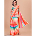 Generic Women's Crepe Digital Print Saree With Unstitched Blouse 5.5Mtr (Multicolor)